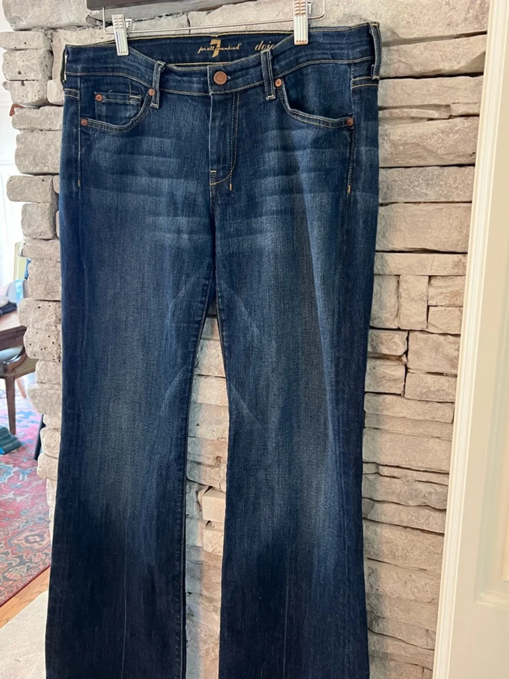 7 For All Mankind Dojo Dark Blue Jeans Size 32 - Picture 2 of 8